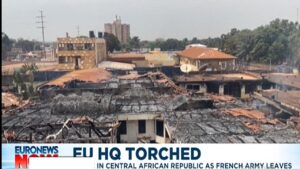 آتش سوزی دفتر اتحادیه اروپا در بانگی